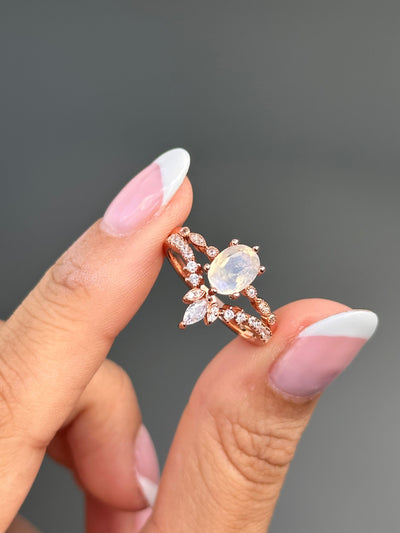 Moonstone stacker ring set